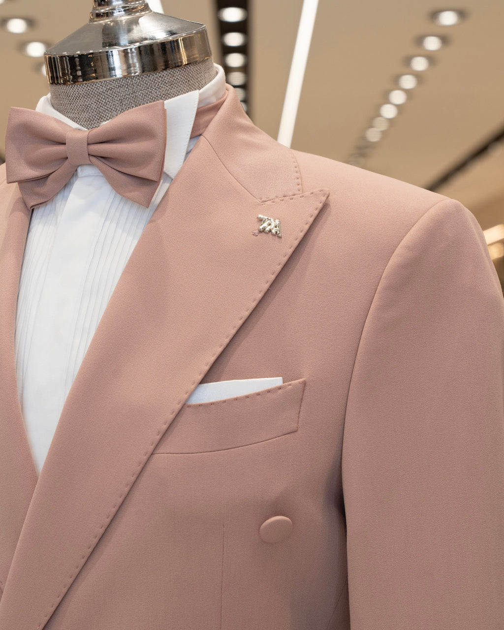 French Cuff Men's Rose Gold Double Breasted 2-Piece Suit
