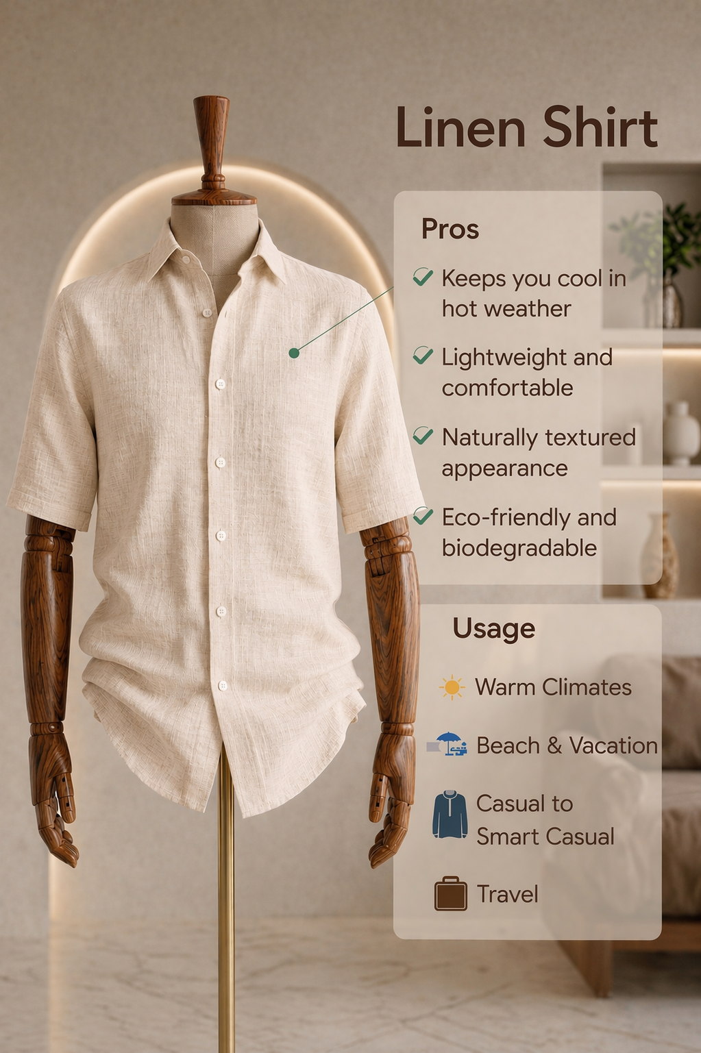 Half Sleeve Linen Pair For Men | Beige Linen Shirt with White Linen Pant