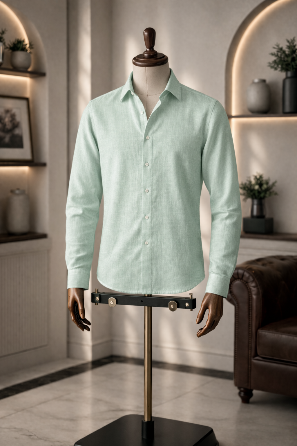 Full Sleeve Men's Pure Linen Minty Green Shirt | Summer Wear