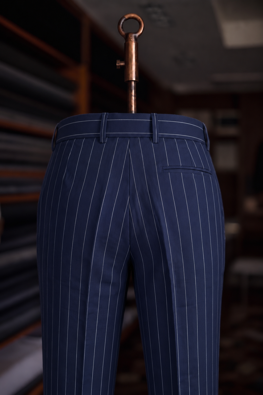 Viceroy Navy Stripe Double Pleated Trousers for Men