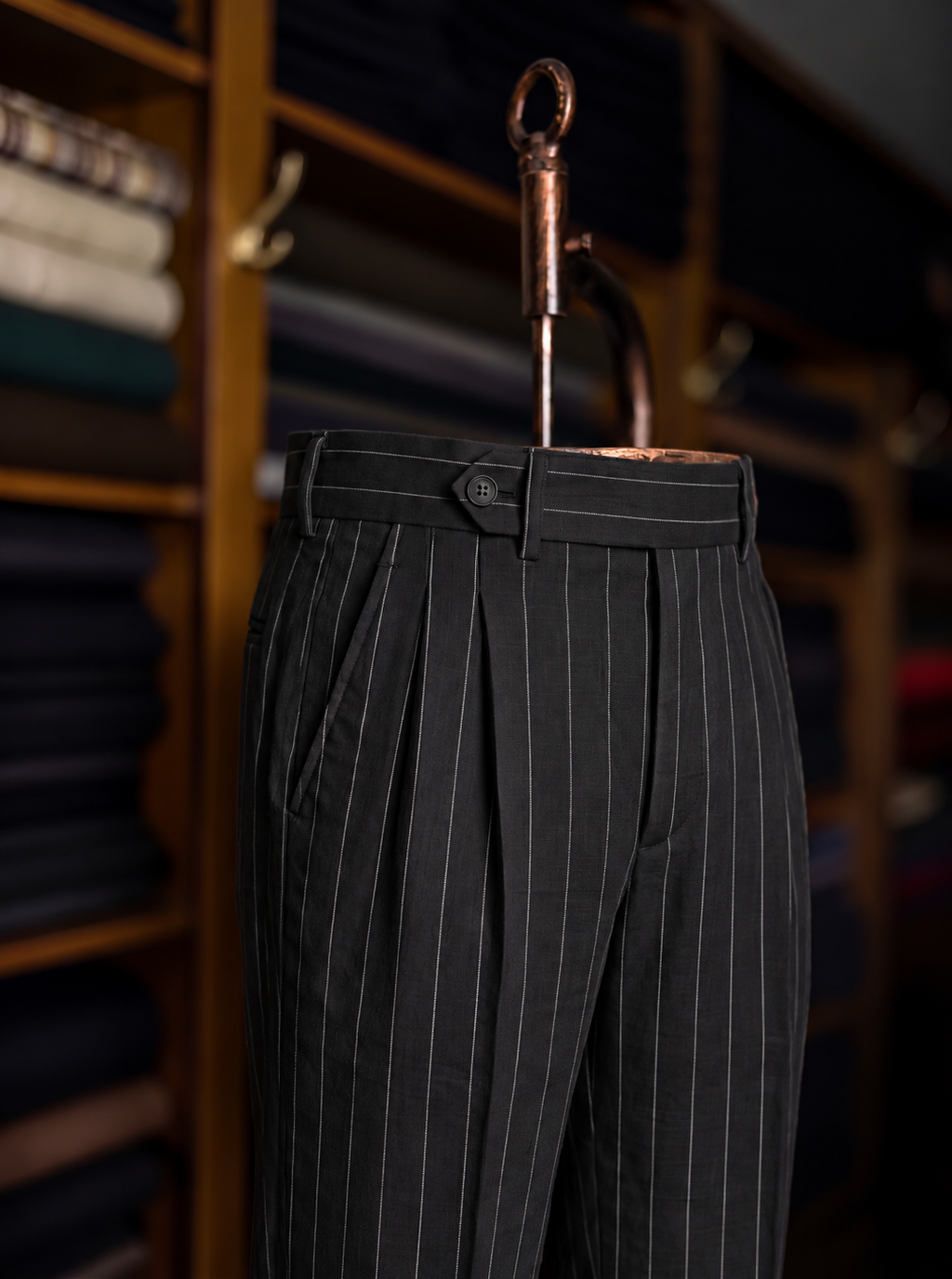 Viceroy Black Stripe Double Pleated Trousers for Men