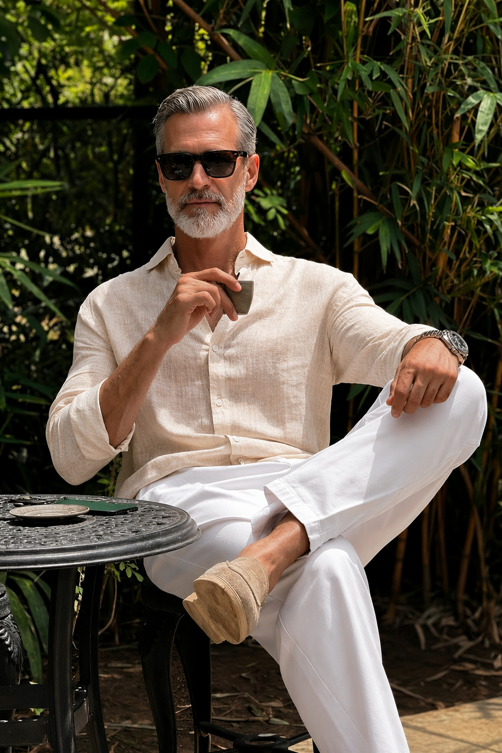 Full Sleeve Linen Pair For Men | Beige Linen Shirt with White Linen Pant