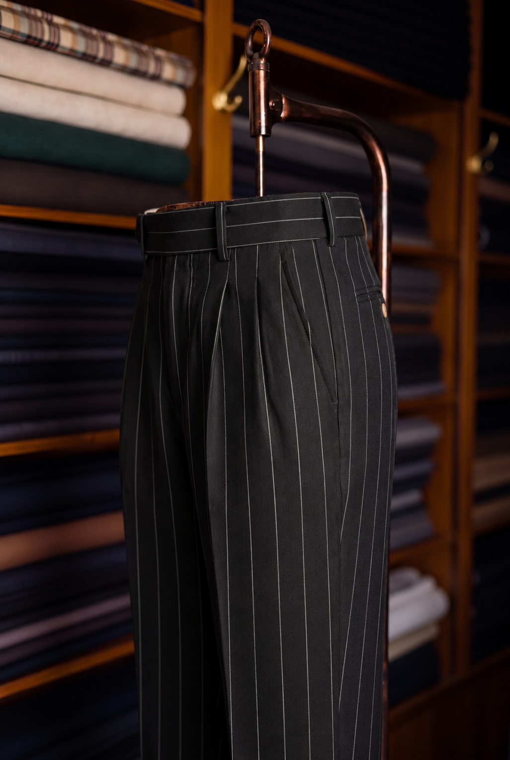 Viceroy Black Stripe Double Pleated Trousers for Men