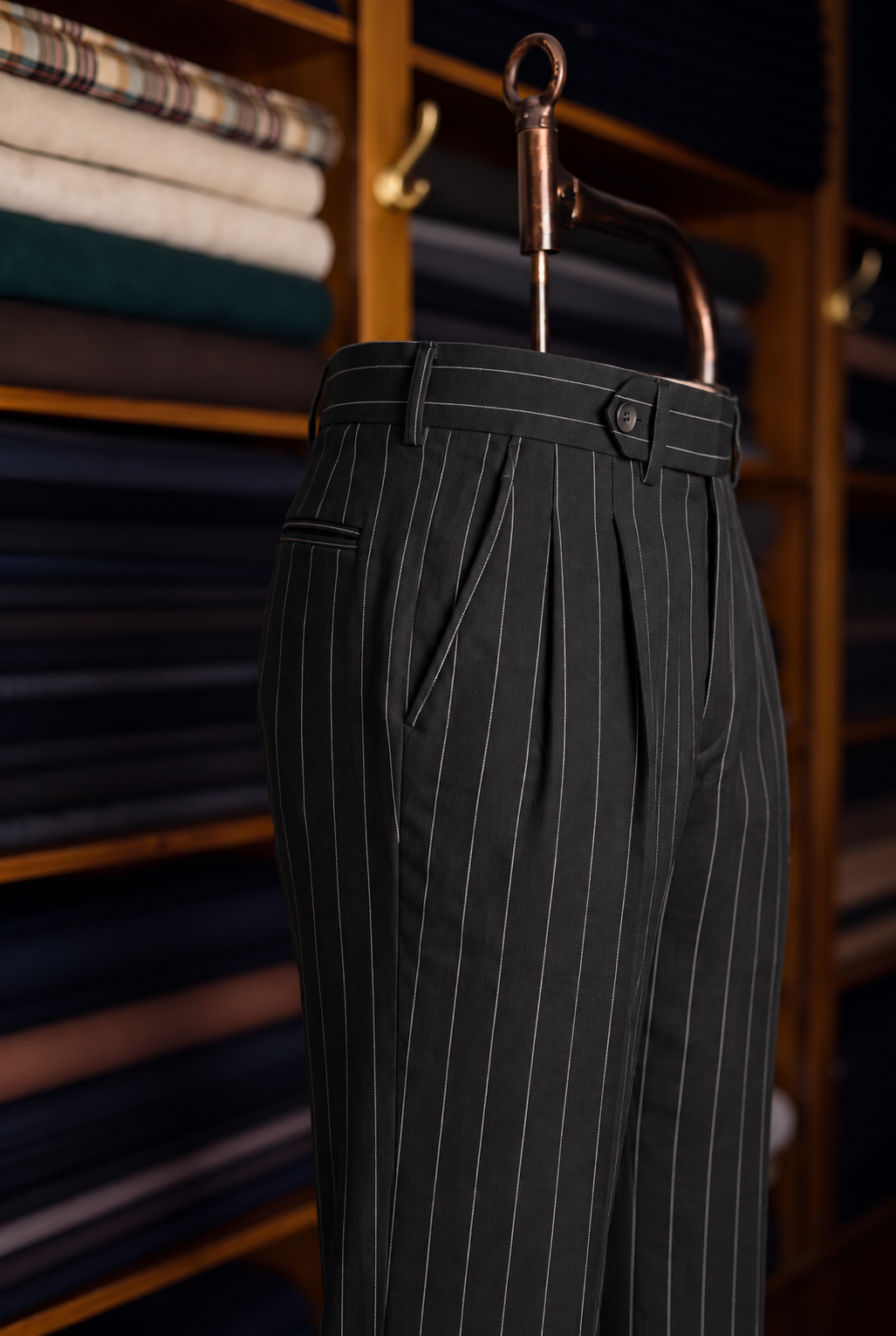Viceroy Black Stripe Double Pleated Trousers for Men