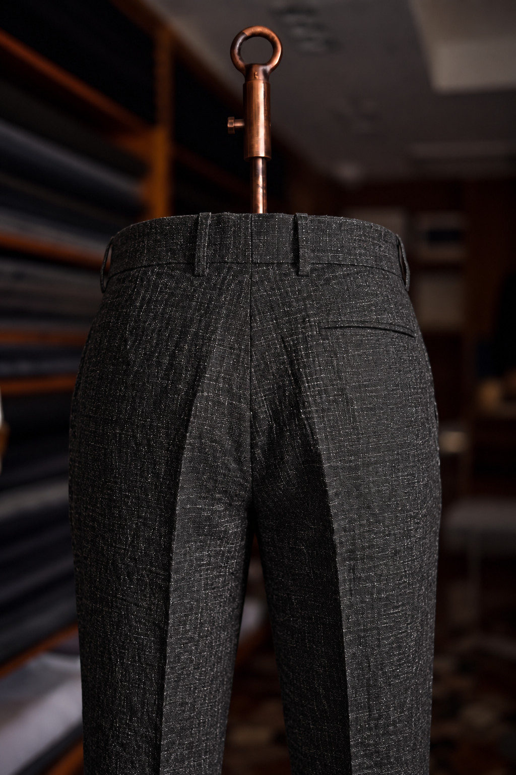 Viceroy Black Marino Wool Double Pleated Trousers for Men