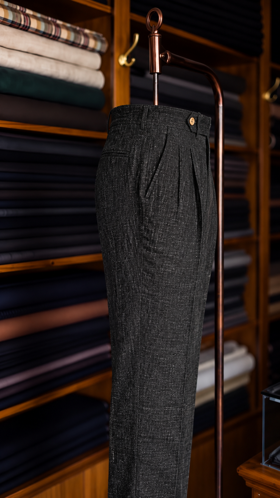 Viceroy Black Marino Wool Double Pleated Trousers for Men