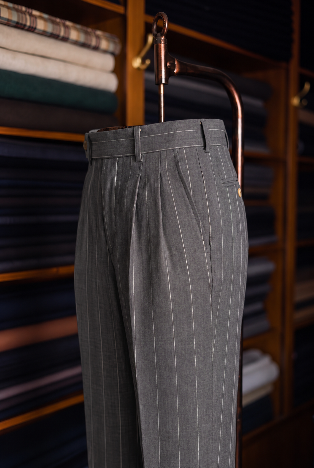 Viceroy Gunmetal Stripe Double Pleated Trousers for Men