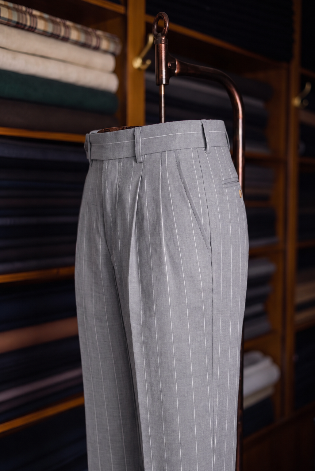 Viceroy Grey Stripe Double Pleated Trousers for Men