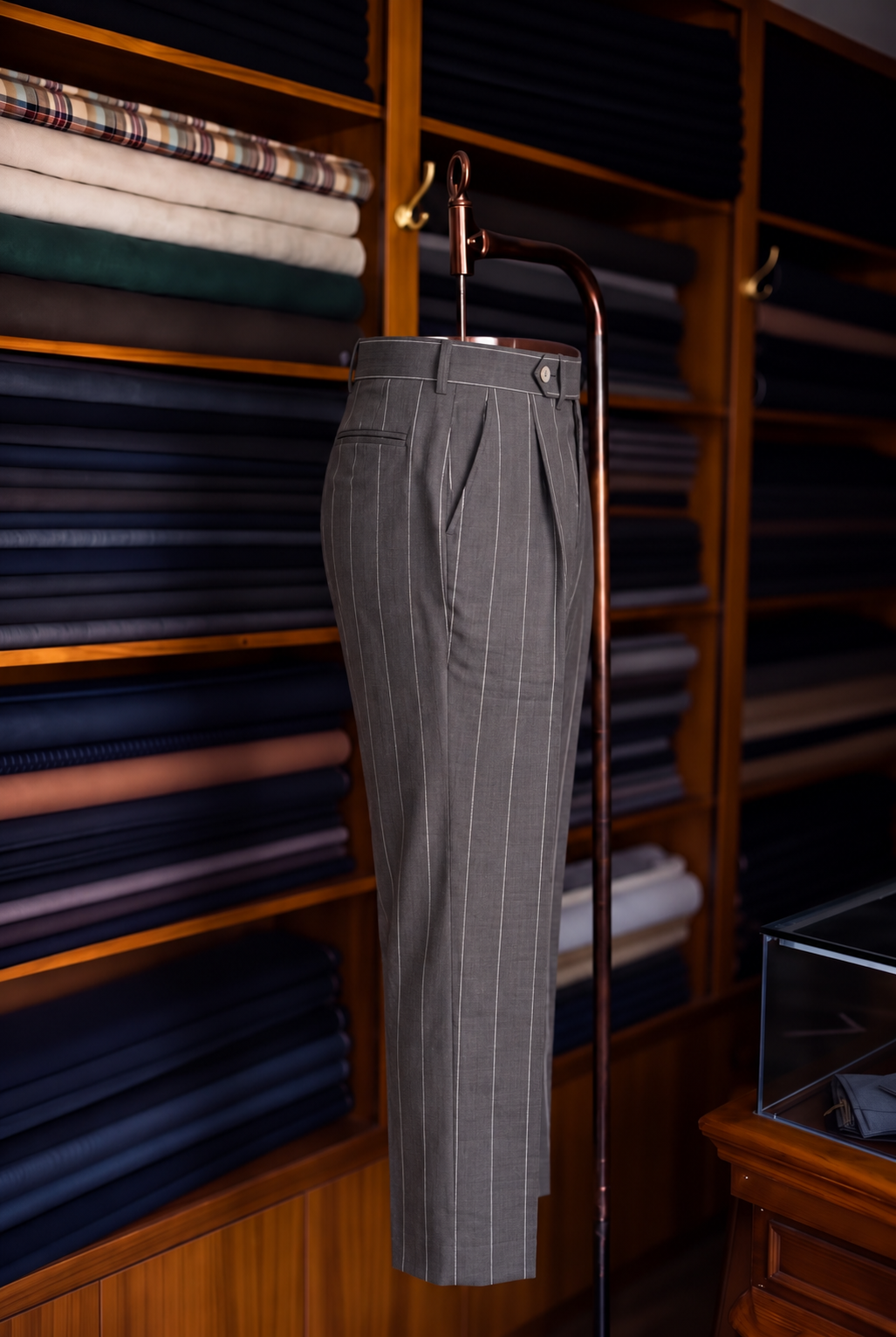 Viceroy Gunmetal Stripe Double Pleated Trousers for Men