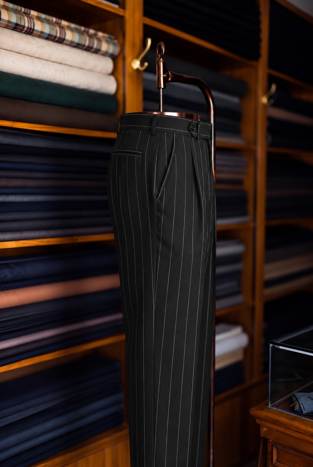 Viceroy Black Stripe Double Pleated Trousers for Men