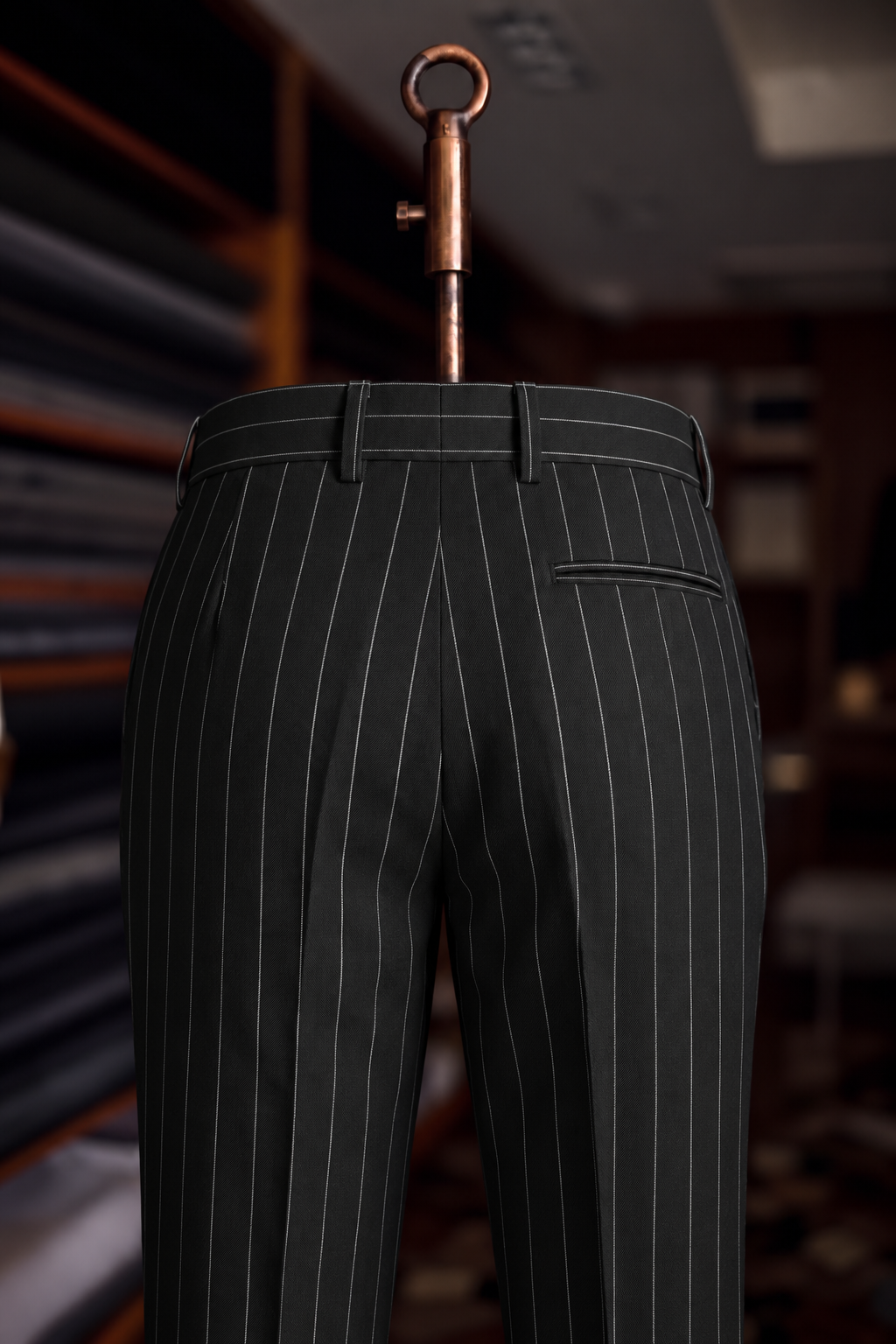 Viceroy Black Stripe Double Pleated Trousers for Men