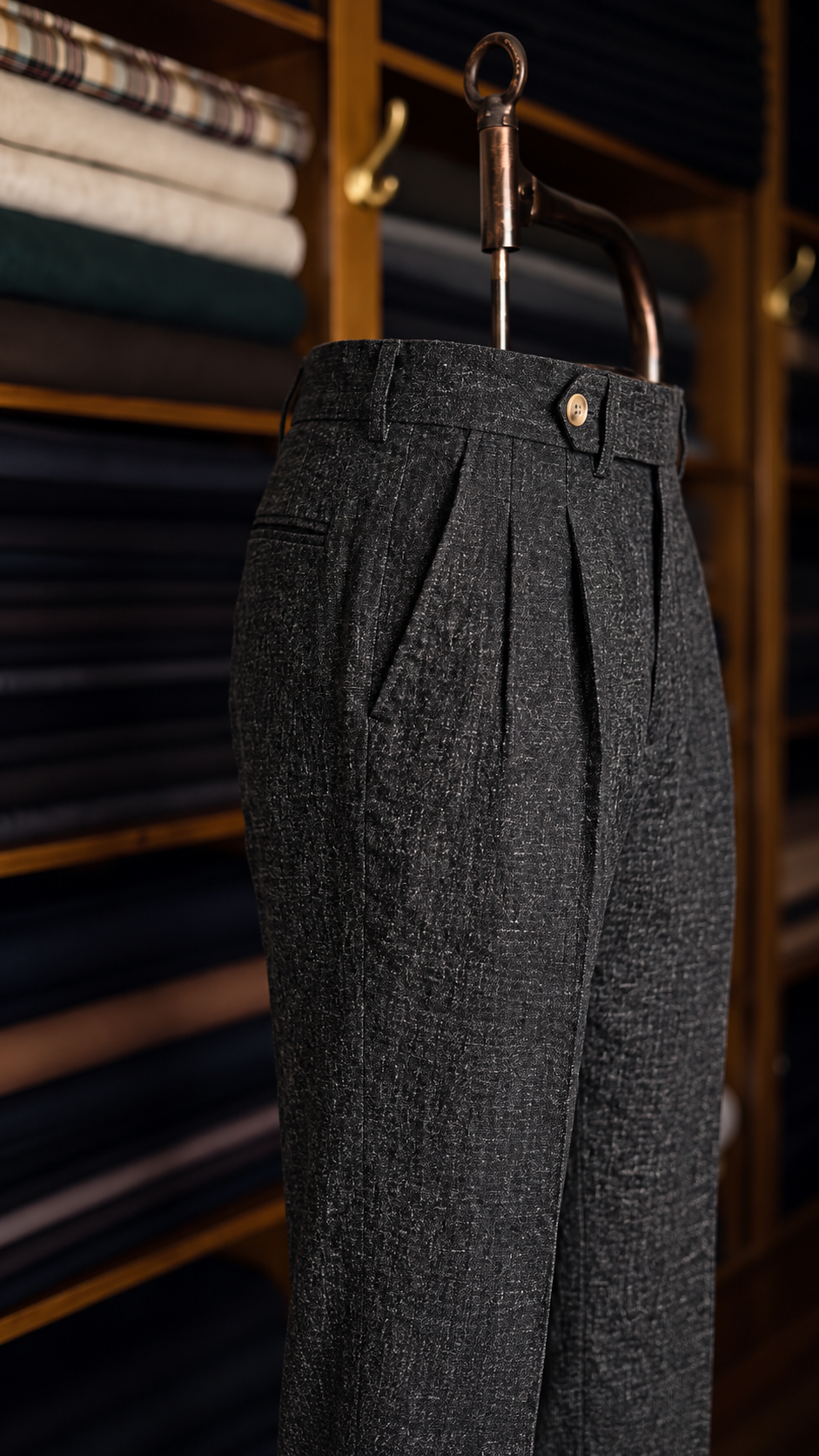 Viceroy Black Marino Wool Double Pleated Trousers for Men