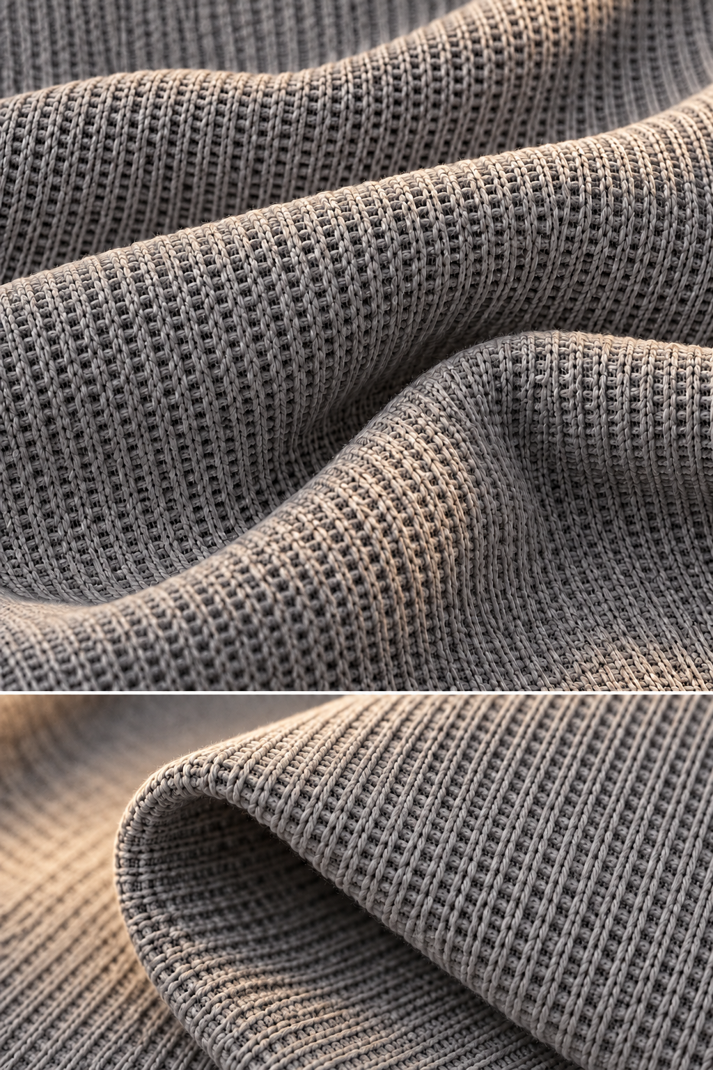 Men’s Grey Waffle Knit Hoodie | Cowl Neck Pullover