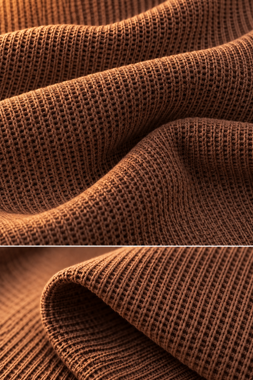 Men’s Brown Waffle Knit Hoodie | Cowl Neck Pullover