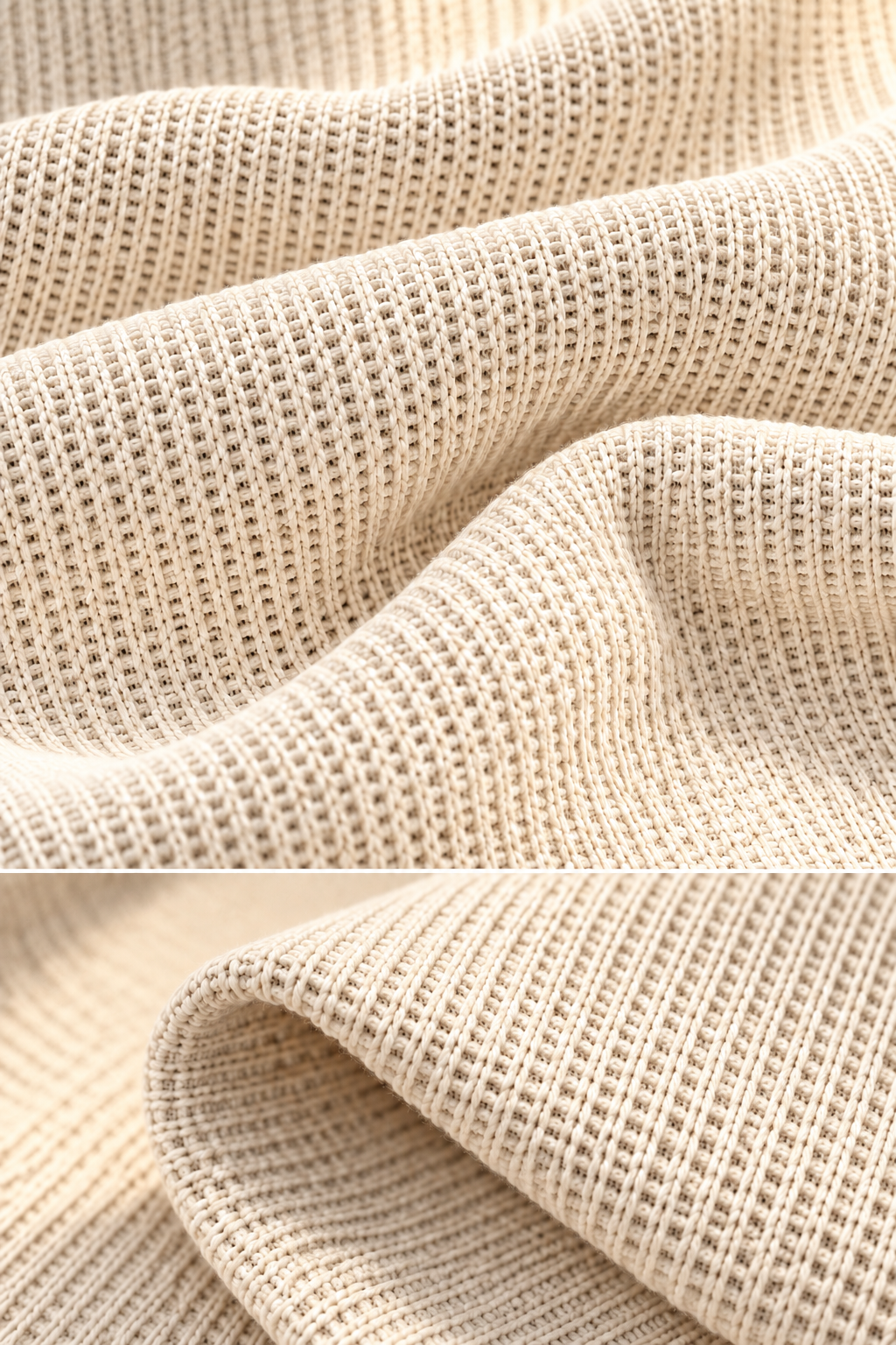 Men’s Off White Waffle Knit Hoodie | Cowl Neck Pullover