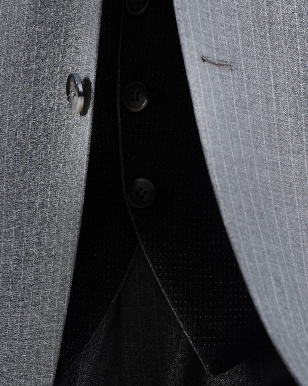 French Cuff Men's Grey Striped Double Buttoned 3-Piece Suit