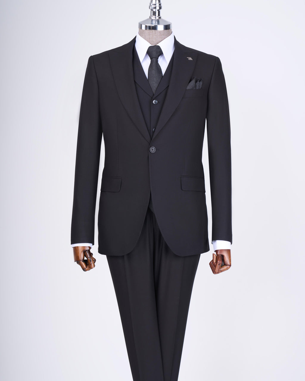 French Cuff Men's Stone Grey Single Buttoned 3-Piece Suit