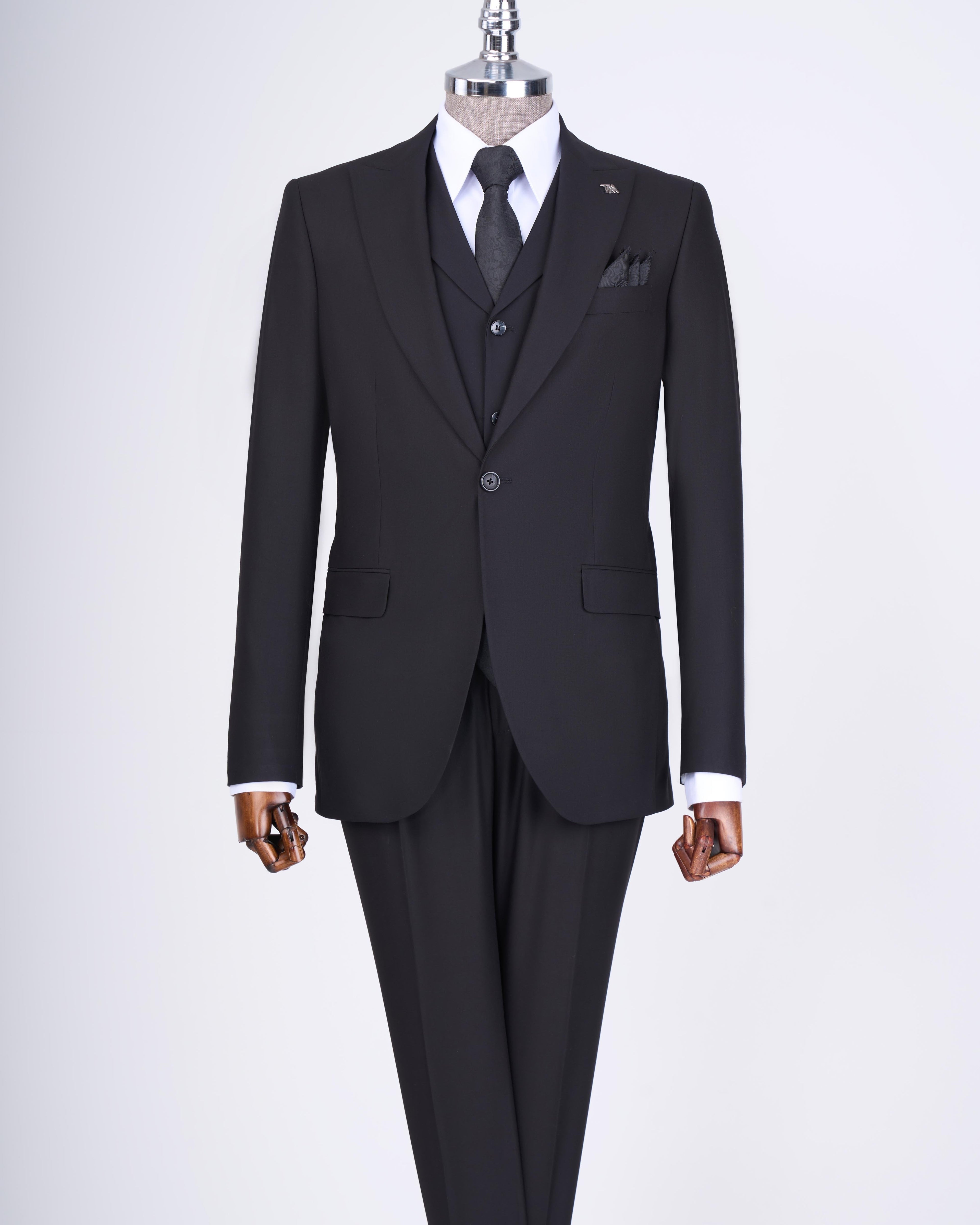 French Cuff Men's Stone Grey Single Buttoned 3-Piece Suit