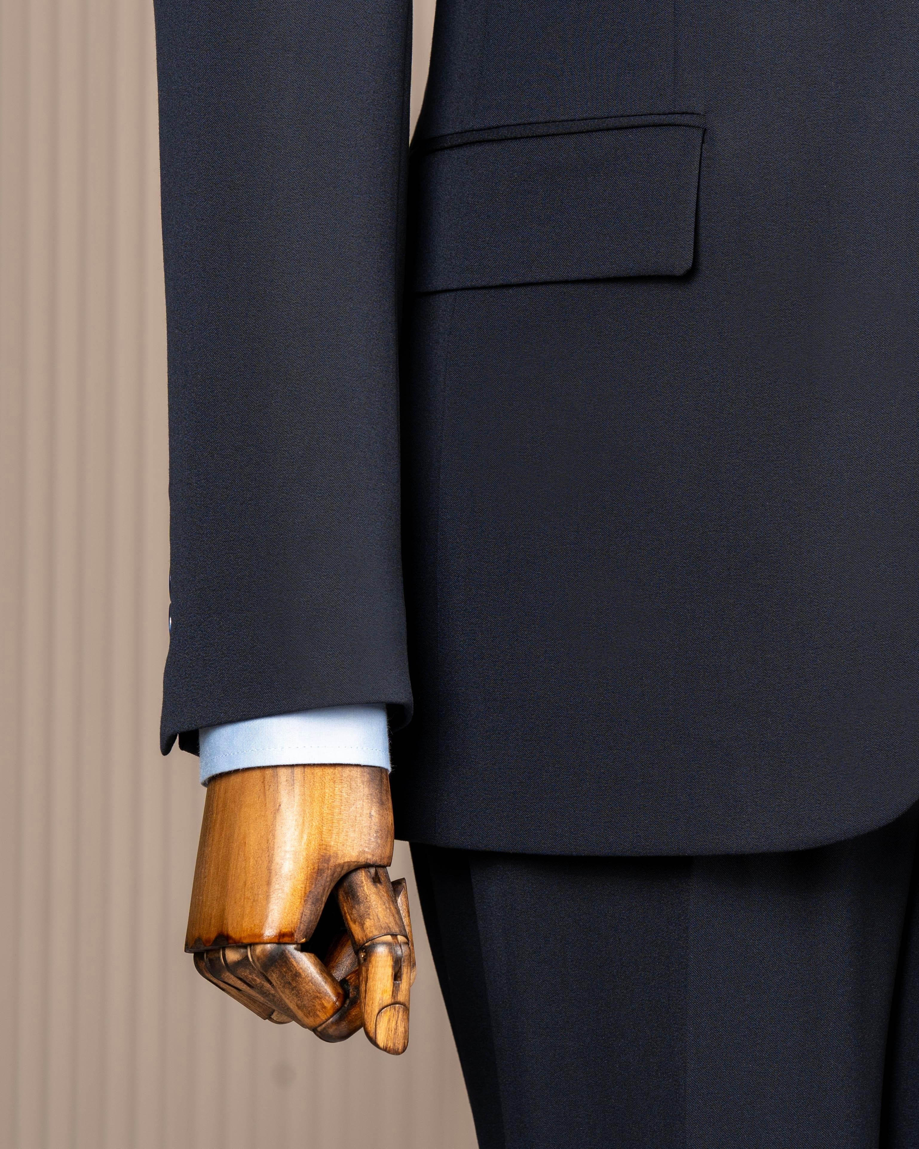 French Cuff Men’s Blue Double Buttoned 3-Piece Suit