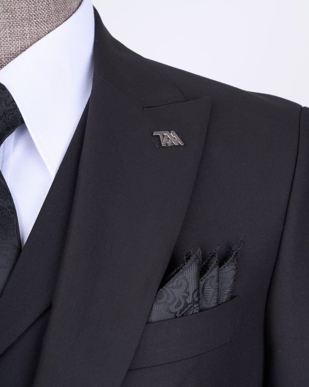 French Cuff Men's Stone Grey Single Buttoned 3-Piece Suit