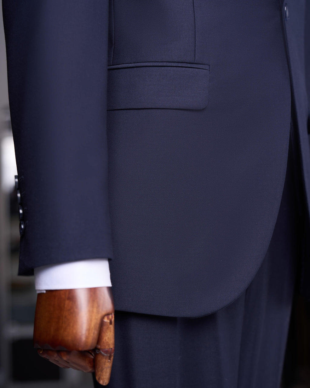 French Cuff Men's Carbon Blue Single Buttoned 3-Piece Suit