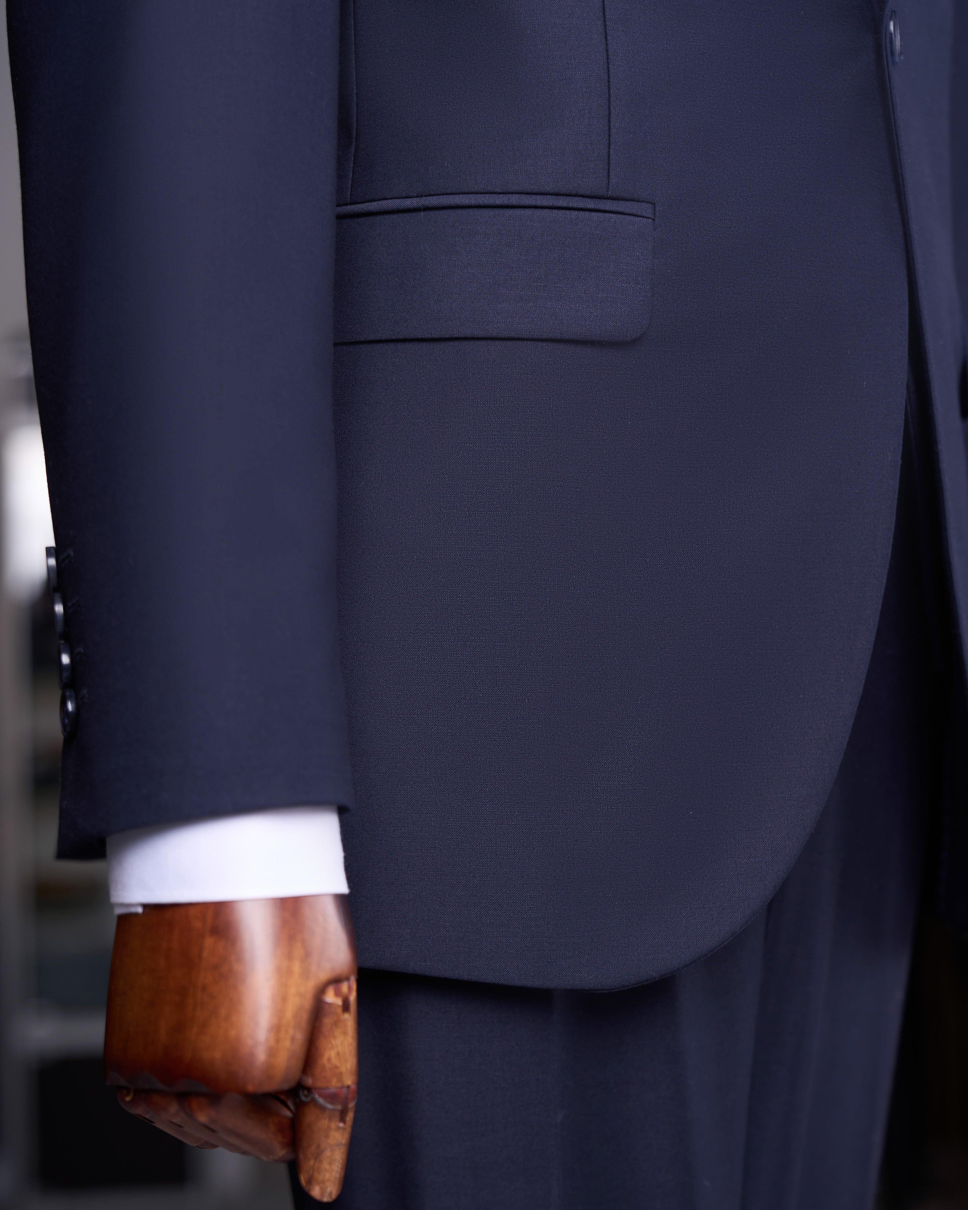 French Cuff Men's Carbon Blue Single Buttoned 3-Piece Suit