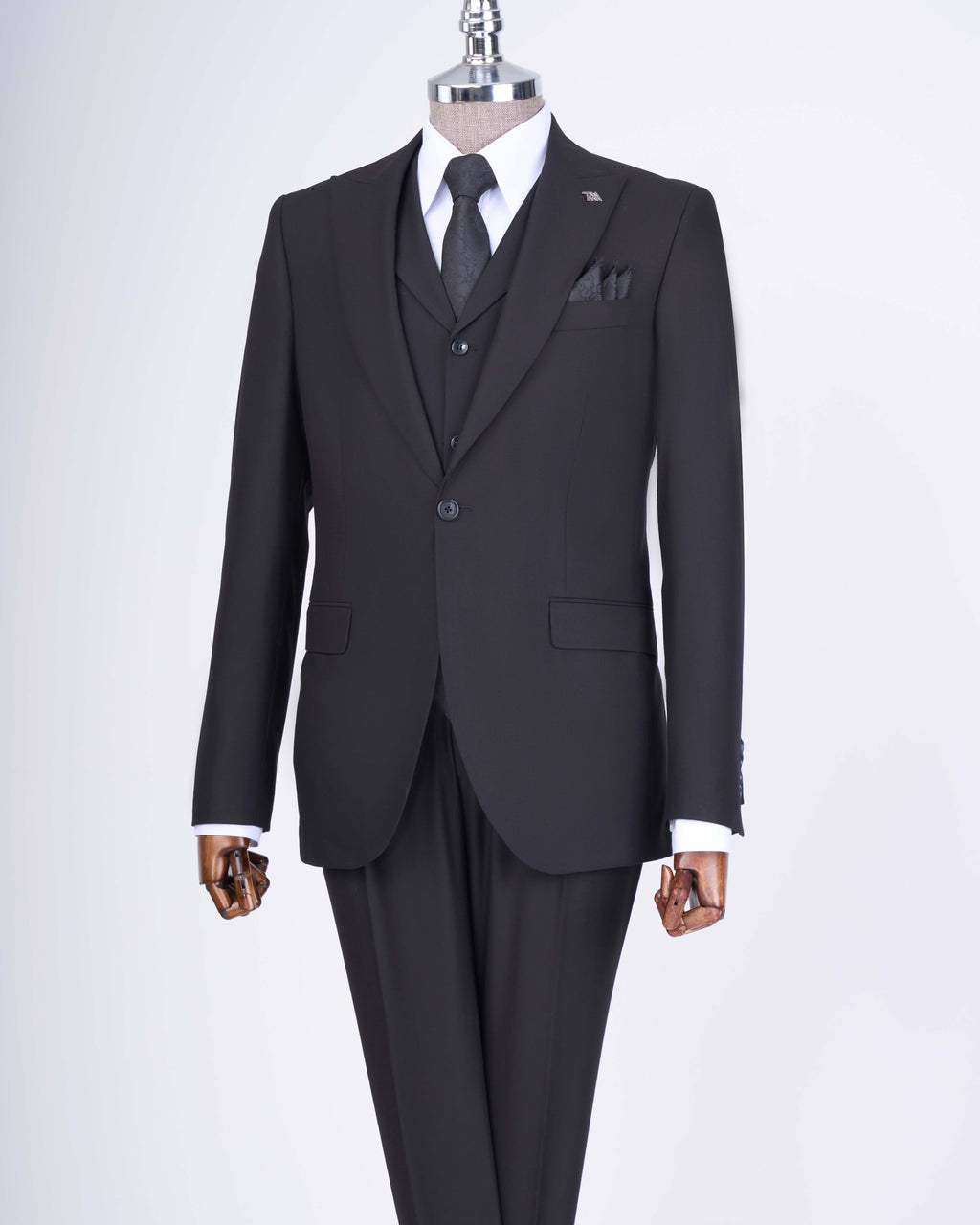 French Cuff Men's Stone Grey Single Buttoned 3-Piece Suit
