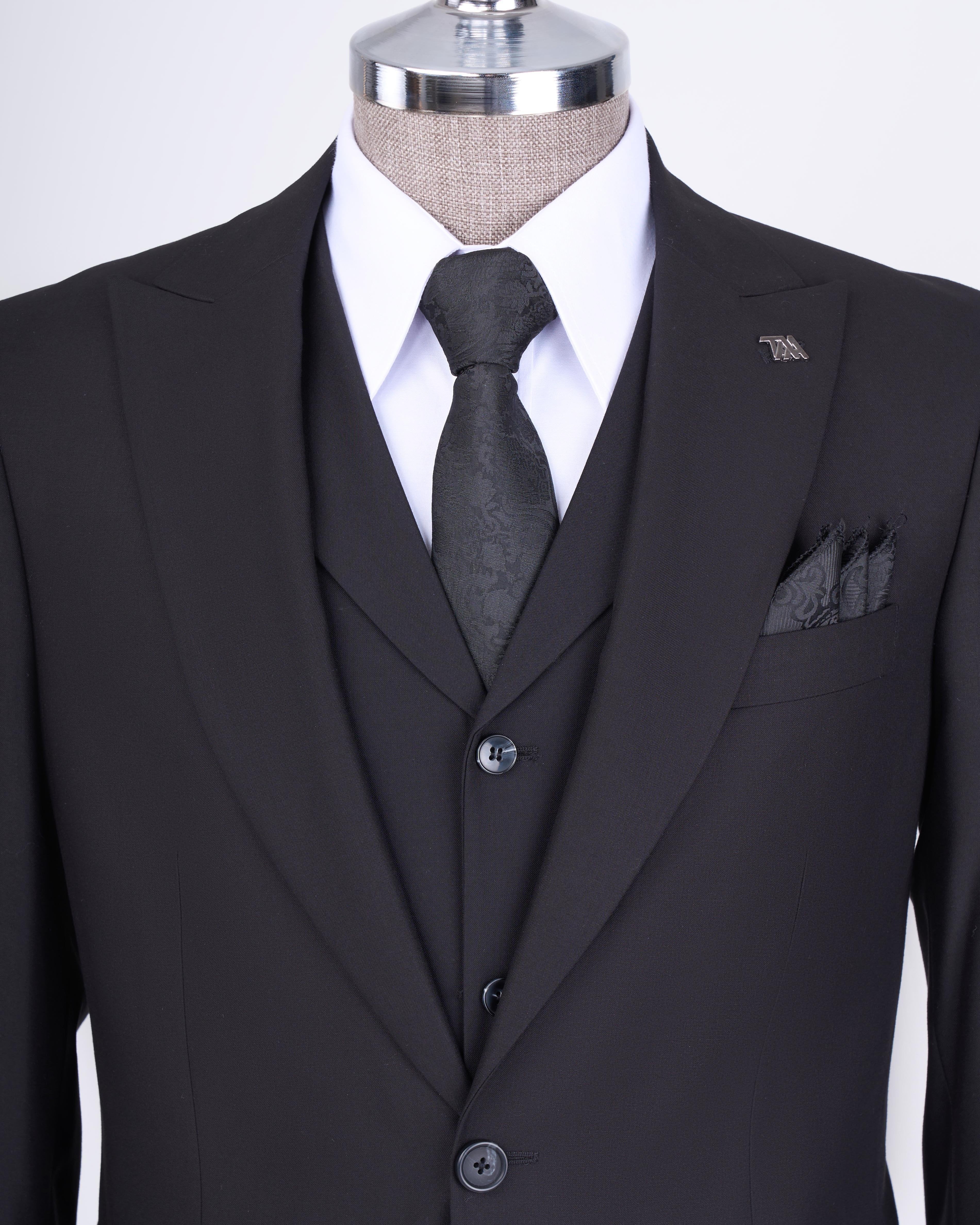 French Cuff Men's Stone Grey Single Buttoned 3-Piece Suit