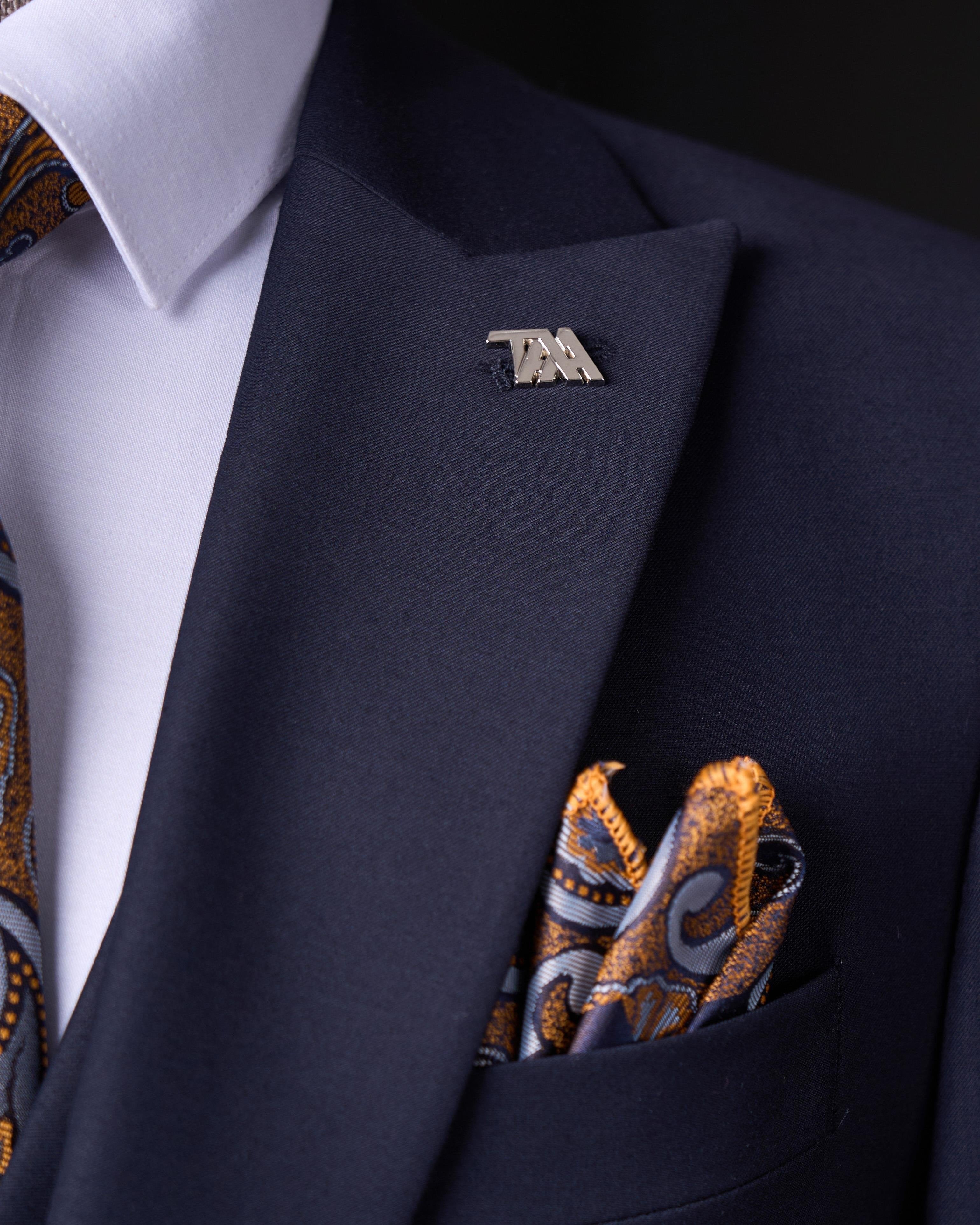 French Cuff Men's Carbon Blue Single Buttoned 3-Piece Suit