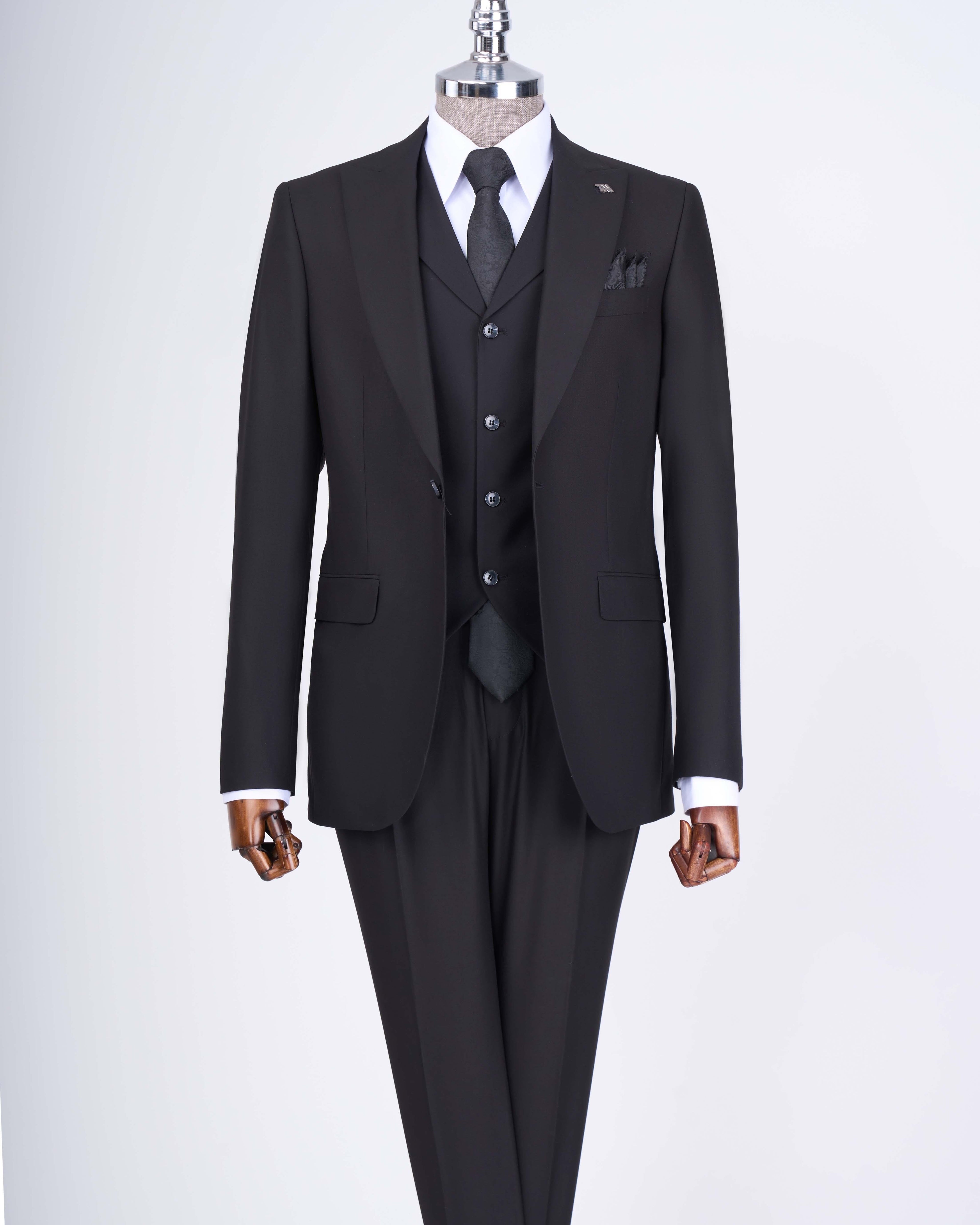 French Cuff Men's Stone Grey Single Buttoned 3-Piece Suit