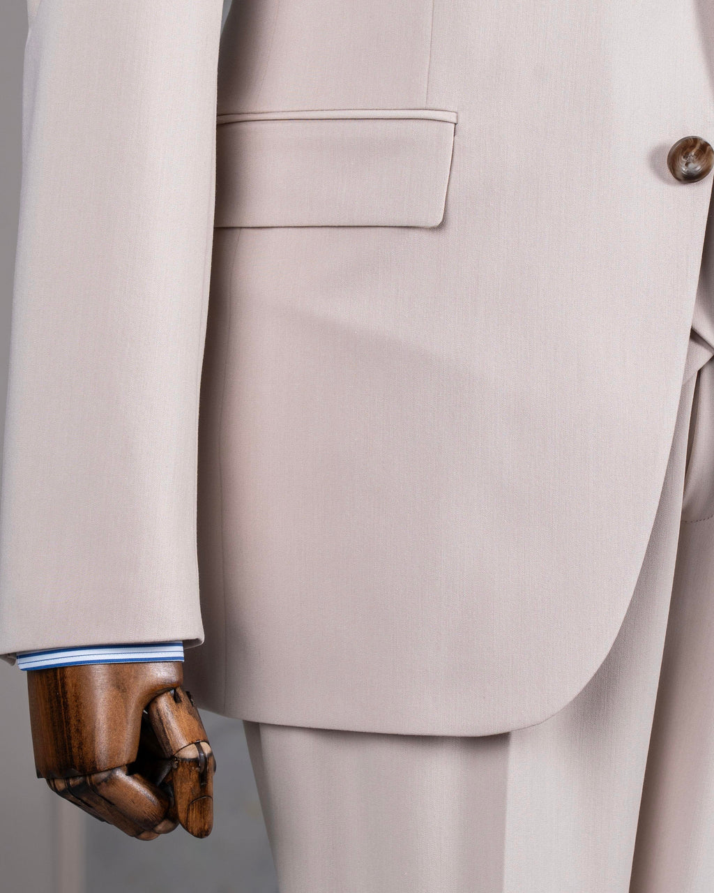 French Cuff Men's Beige Double Buttoned 3-Piece Suit