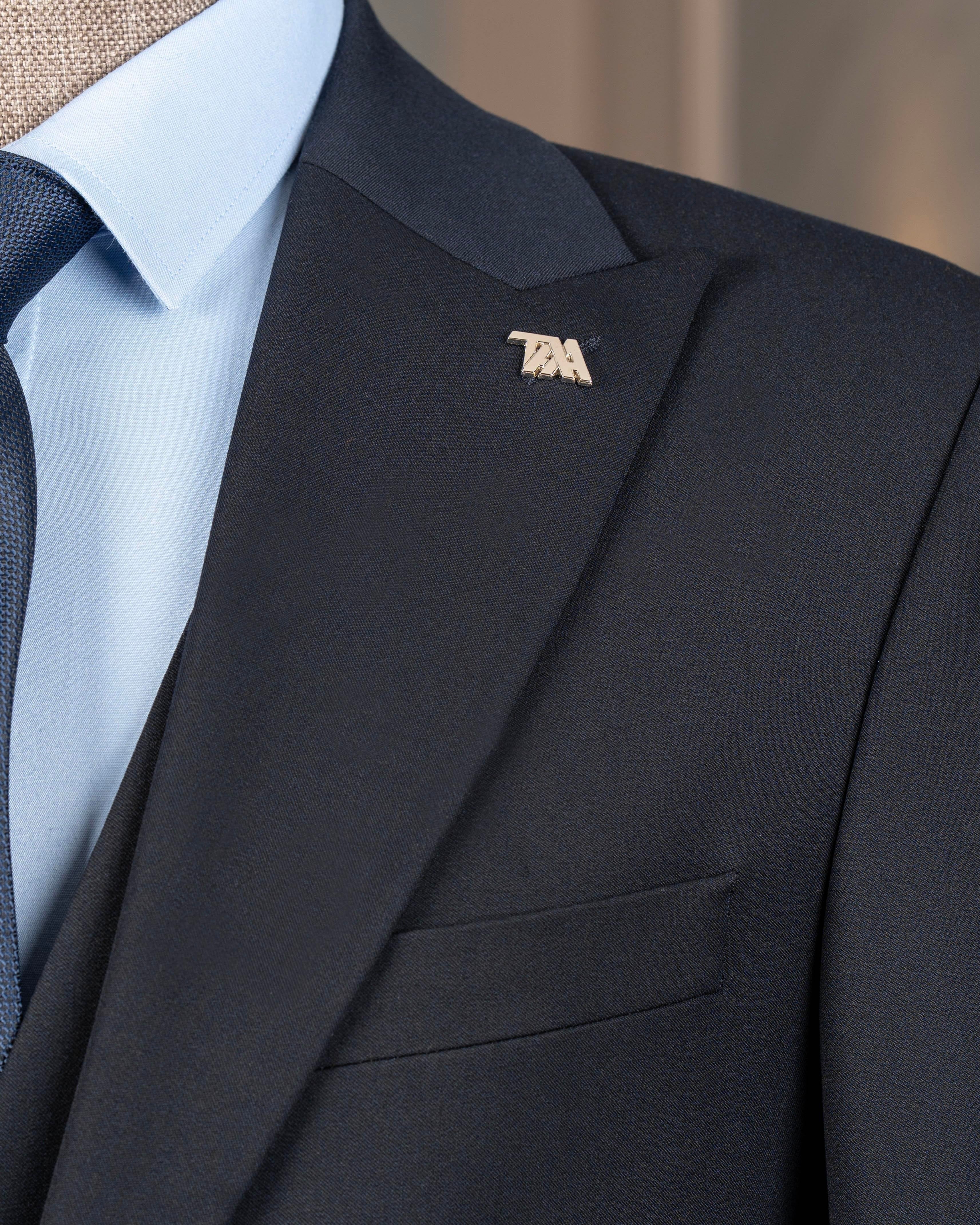 French Cuff Men’s Blue Double Buttoned 3-Piece Suit