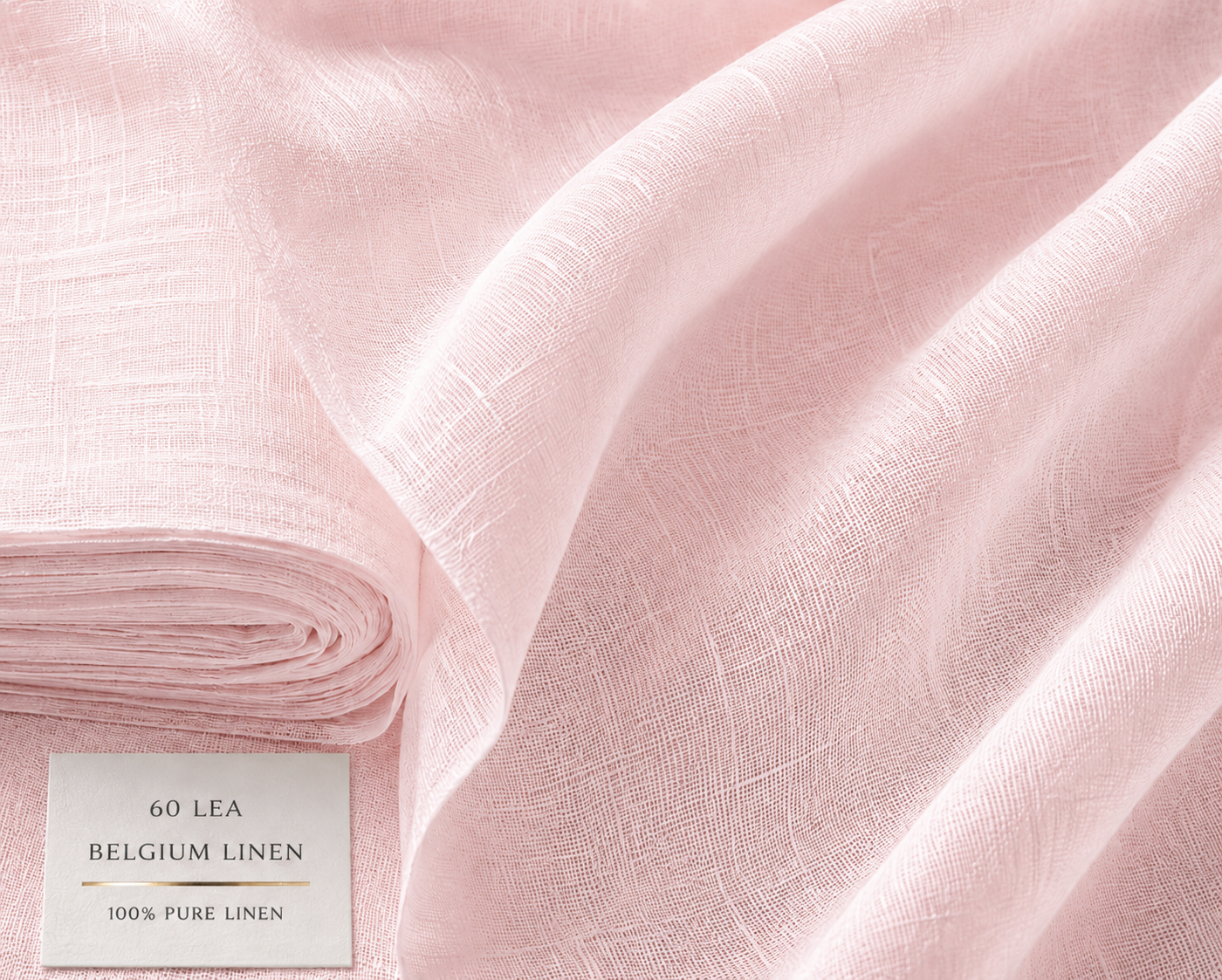 French Cuff 100% Belgium Linen Pink Fabric.